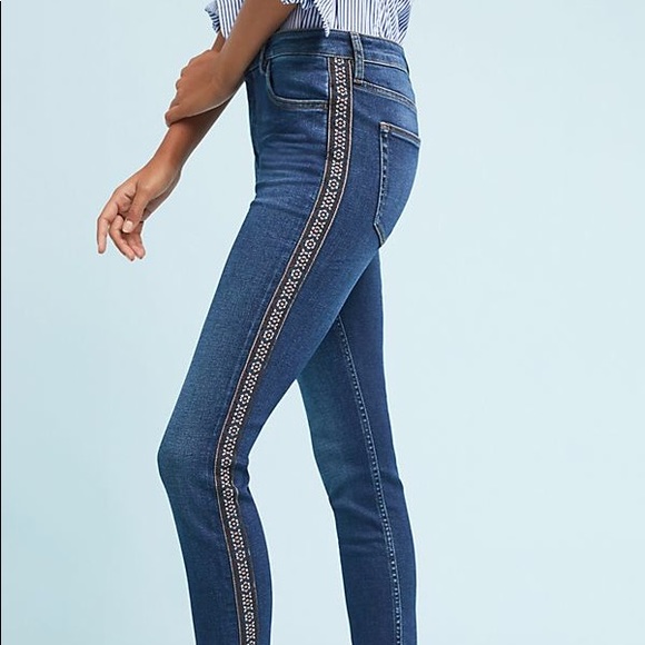 Anthropologie Denim - Reiko Striped Mid-Rise Skinny Jeans